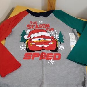 New Disney Jumping Beans Cars Christmas Speed Longsleeve Shirt Sz 6
